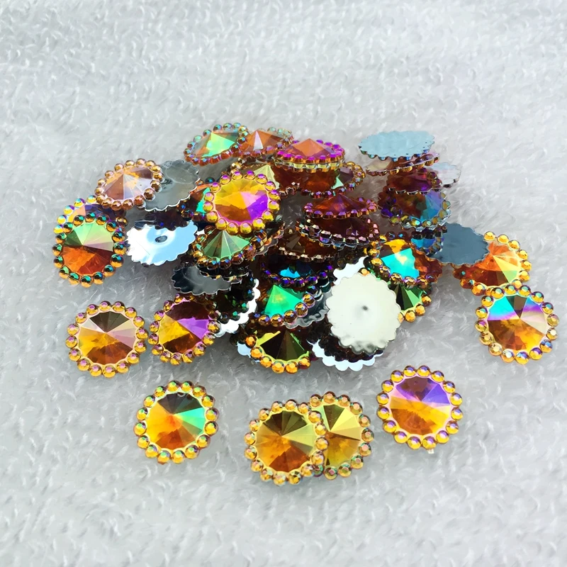 80 шт./пакет Акриловые стразы разноцветные Круглые блестящие камни с плоским дном