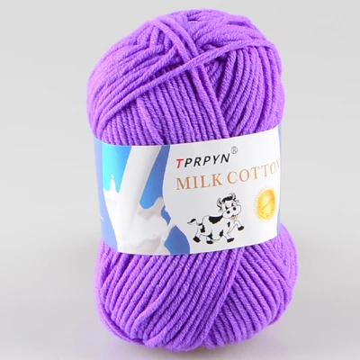 09 purple TPRPYN 1 шт. = 50 г пряжа для вязания крючком из молочного хлопка, мягкая теплая Детская Пряжа для ручного вязания - Цвет: 09 purple