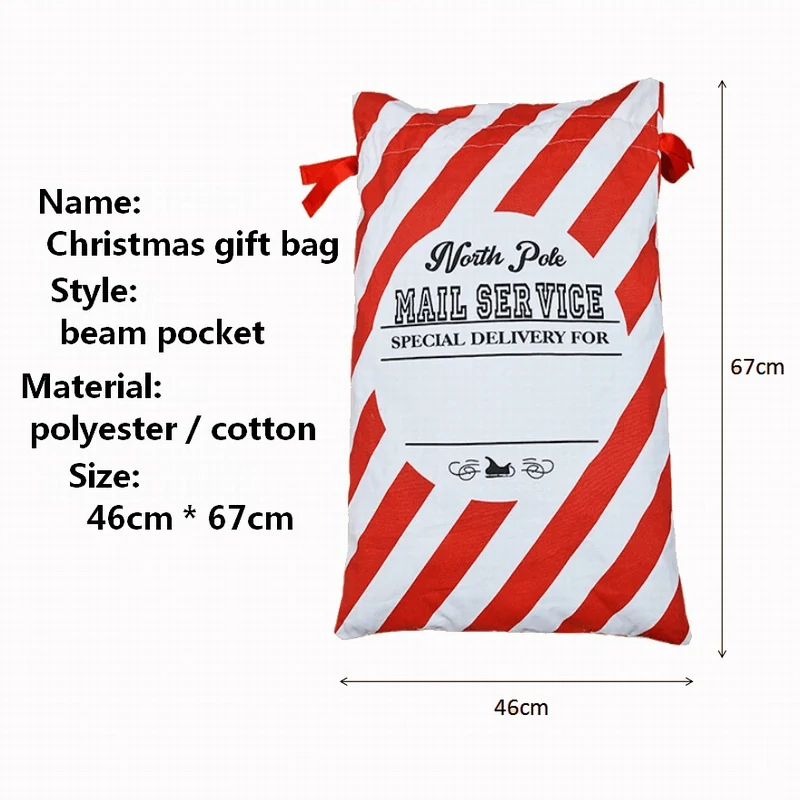 

20 pieces / lot christmas gift bag Big canvas santa bag canvas bags christmas decoration supplies