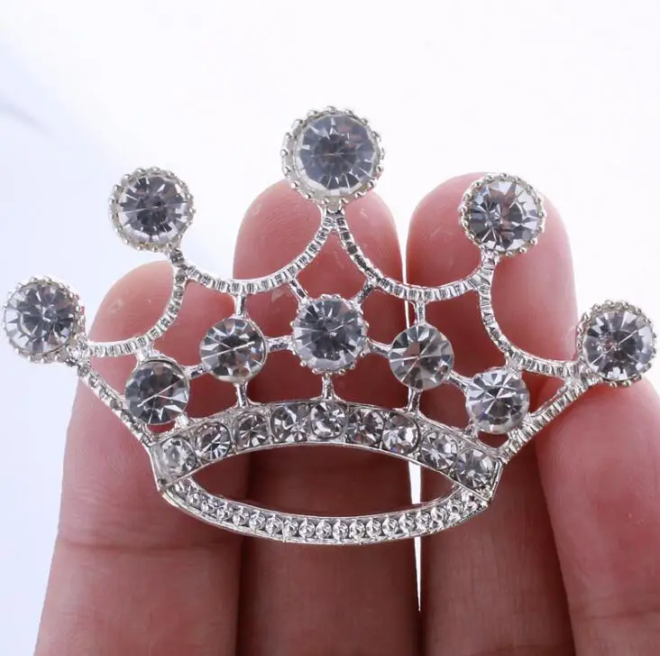silver 5,7*3,9 см Корона, стразы, пуговицы, сделай сам, свадебные украшения, свадебные букеты, сделай сам, плоские задние металлические украшения, аксессуары - Цвет: silver
