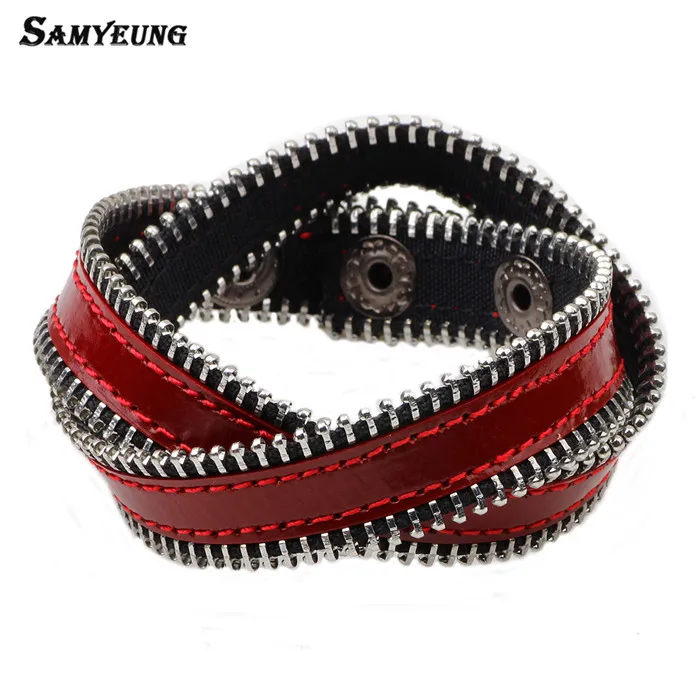 Samyeung подвеска в стиле стимпанк браслеты на молнии женские кожаные Braclet мужские