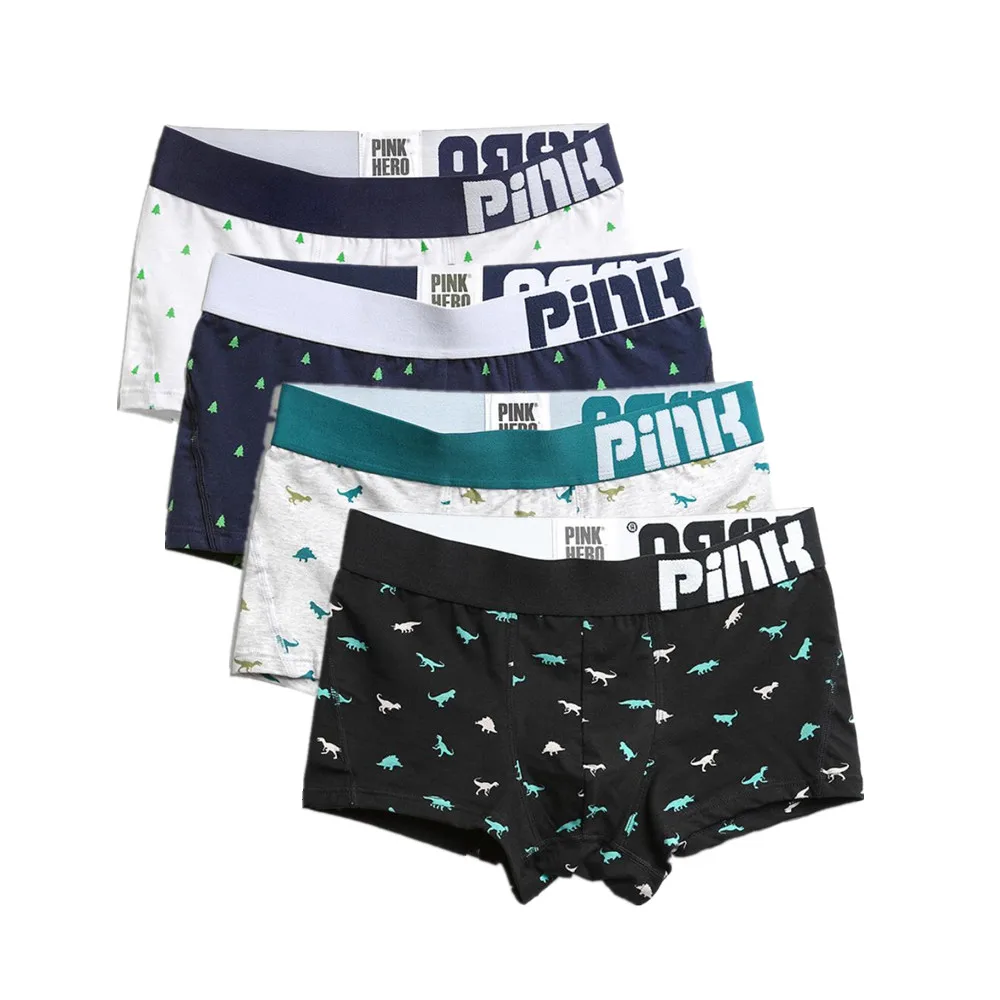 4 шт./упак. мужские трусы шорты боксеры 2019 новые хлопковые с Для мужчин печати