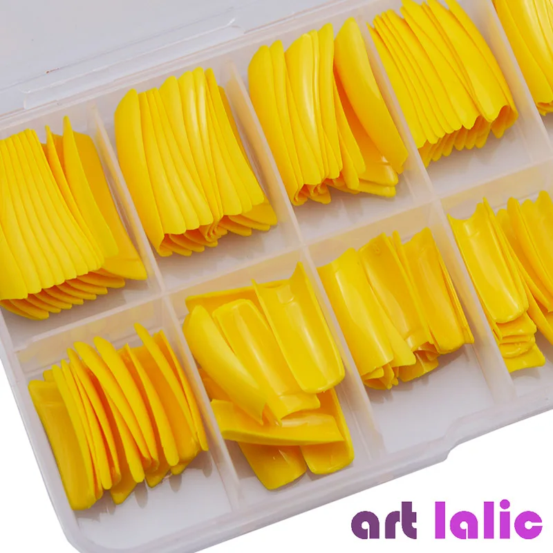 Yellow Artlalic 100 шт Французский стиль накладные ногти советы с чехлом хорошо крышка накладные декоративные ногти наконечник искусственный маникюр салон коробка - Цвет: Yellow
