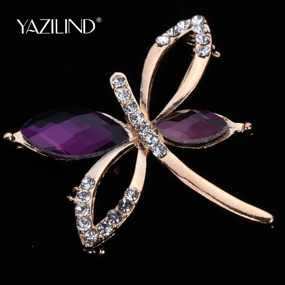 YAZILIND Новые Модные фиолетовые драгоценные камни милые бабочки брошь булавки