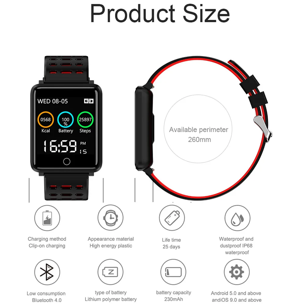 EPULA новые спортивные Bluetooth часы M19 смарт браслет монитор сердечного ритма