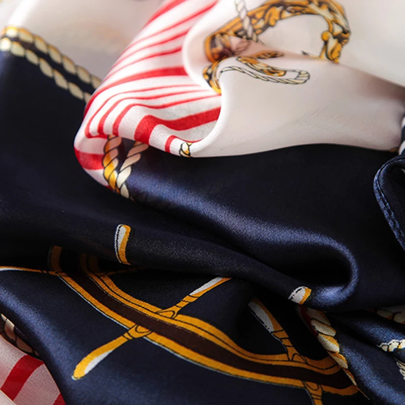 RUNMEIFA Новая модная шаль из искусственного шелка для женщин руль якорь шарф