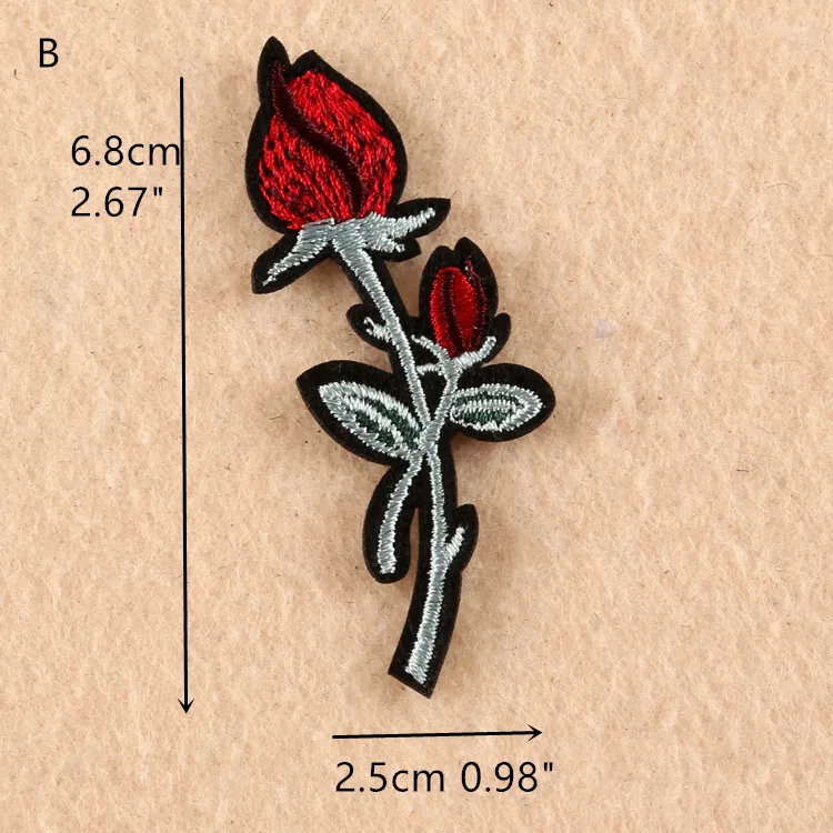 8Pcs/Lot Red Rose Flower Embroidered Patches Applique Iron Or Sew On Clothes Accessory | Дом и сад