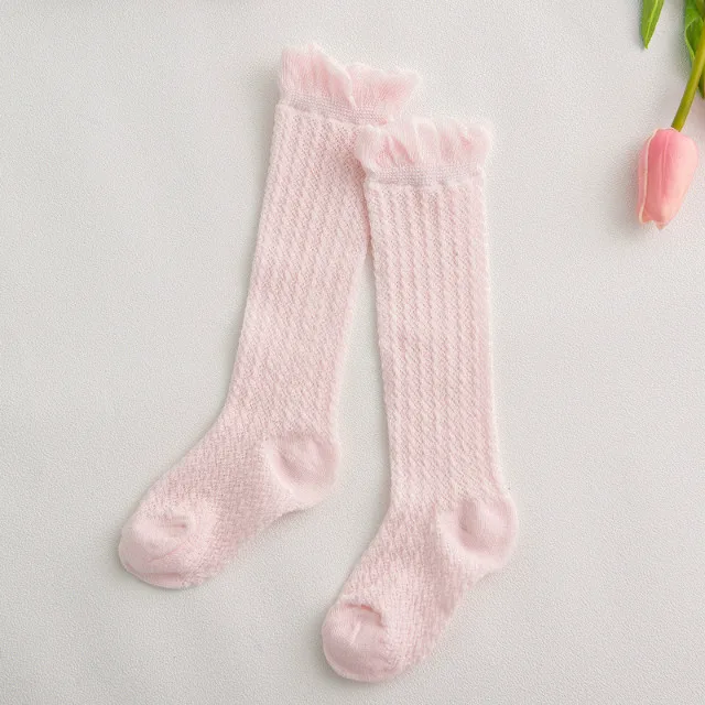 Light pink Милое платье принцессы для маленьких девочек колготки до колен и миниатюрные гетры для девочек; хлопковые дышащие детские для маленьких девочек s сезон: весна–лето колготки и чулки - Цвет: Light pink