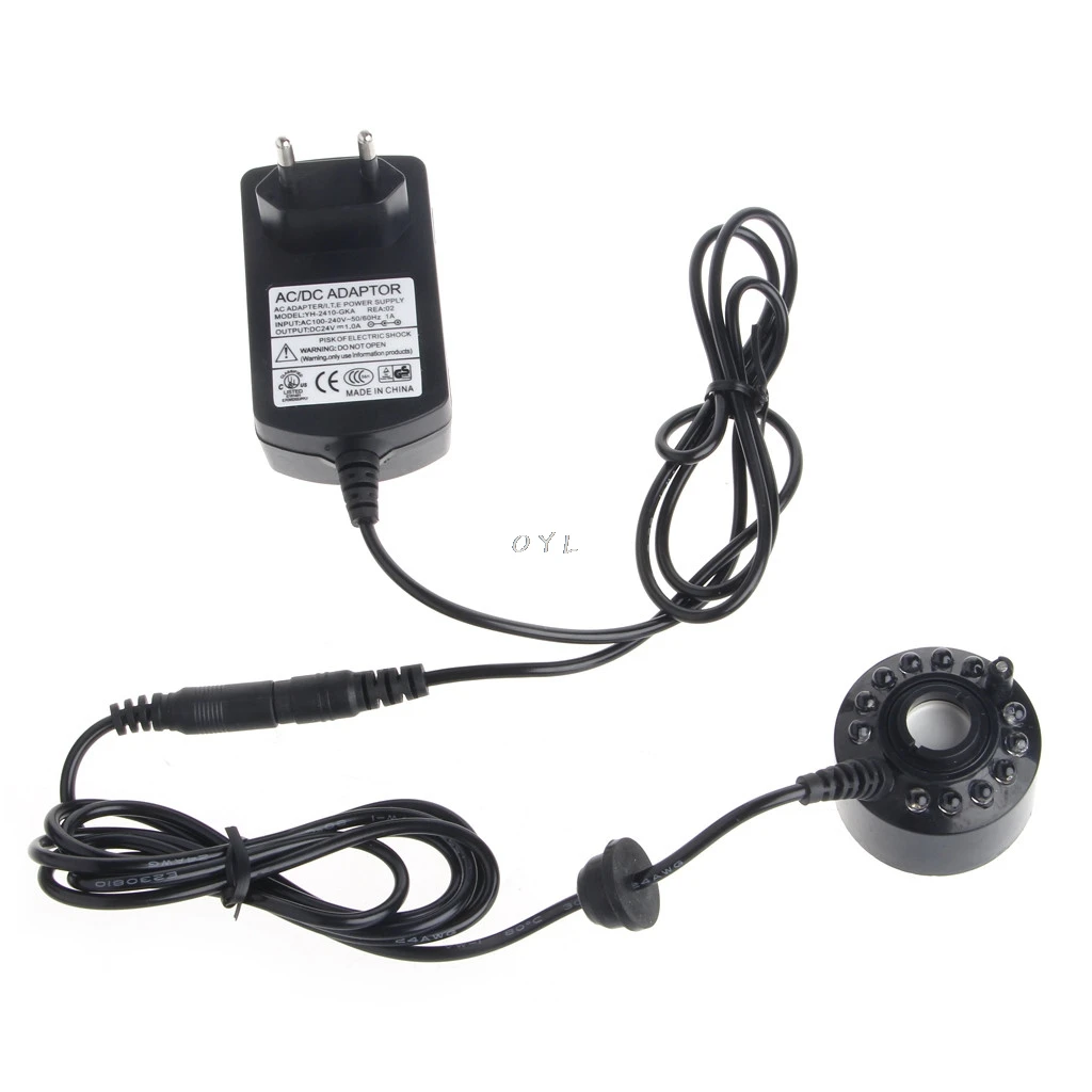 

Ultrasonic12-LED Pond Mist Maker Fogger Water Fountain 3-Color Light EU Plug