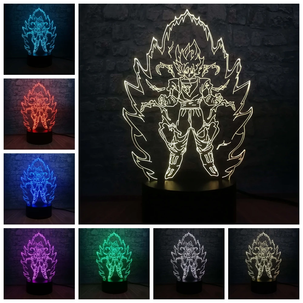 Dragon Ball Saiyan Monkey King 7 цветов светодиодный 3d-ночник настольная лампа домашний декоративный креативный подарок на день рождения Рождество Детская игрушка