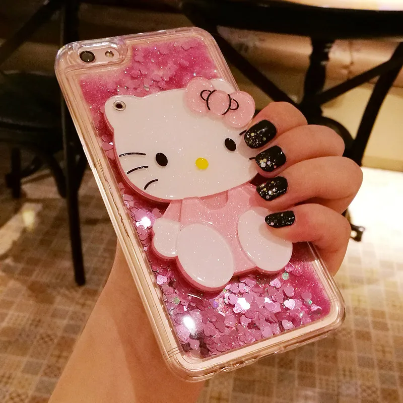 3D move для iphone Xs/xsmax чехол милый bling love liquid 8 7 6 6s plus розовый корпус/висячий шейный