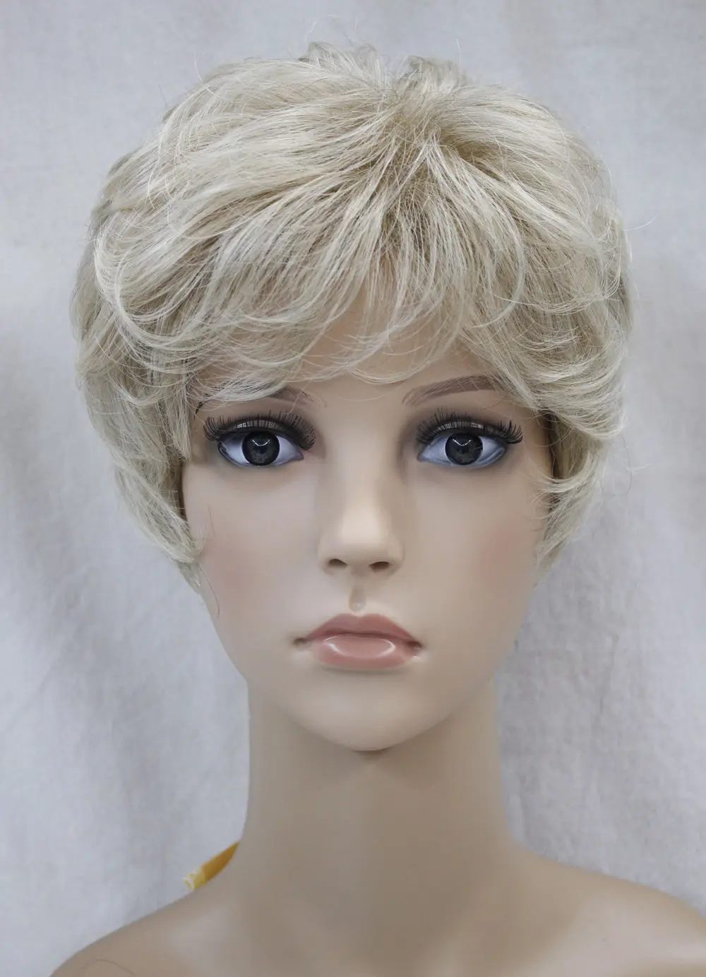 Light Blonde Mixed Short Curly Women Female ladies Daily Hair Full Wig |