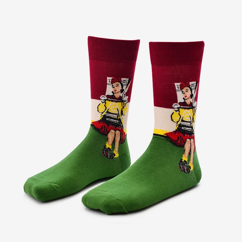 Socks 16 Женские хлопковые короткие носки «Богиня Свободы» британского герцога, забавные носки в стиле ретро, абстрактная живопись маслом - Цвет: Socks 16