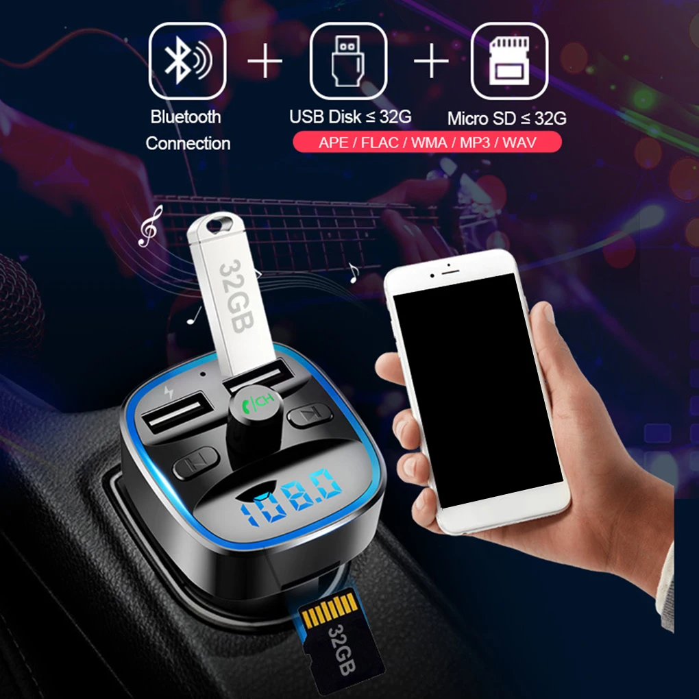 T25 Car FM Transmitter Charger Bluetooth MP3 Player Intelligent Voice Navigation 12-24 V | Автомобили и мотоциклы