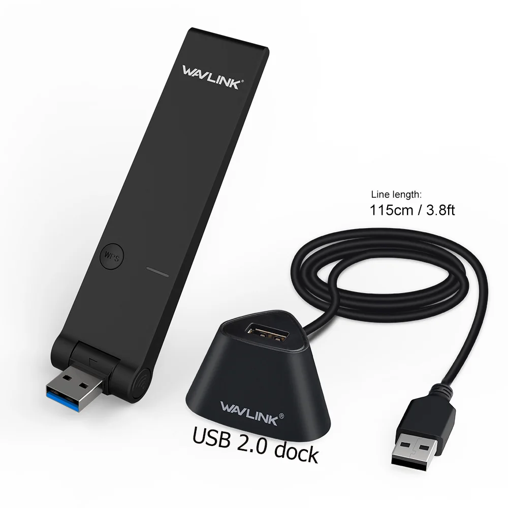 black with dock Wavlink 5 ГГц AC1300 беспроводной USB Wifi адаптер двухдиапазонный 2,4/5 ГГц высокоскоростная сетевая карта ethernet Wi-Fi приемник для Windows Mac - Цвет: black with dock