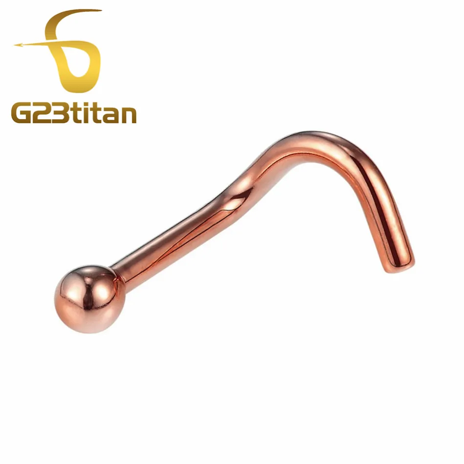 Nose Rings G23titan кольца для носа Nariz серьги ноздри пирсинг CZ Циркон Пронзительный нос винт изогнутый зубец Нос Кольца шпильки ювелирные изделия для тела - Окраска металла: Nose Rings