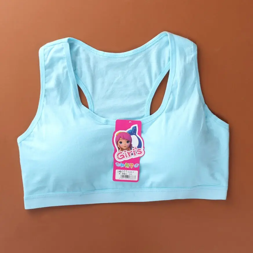 Sujetador deportivo con almohadilla para el pecho para ni&ntilde;a, sost&eacute;n de entrenamiento de algod&oacute;n para ni&ntilde;a, ropa interior deportiva para pubertad, sujetadores de entrenamiento inal&aacute;mbricos para adolescente-2