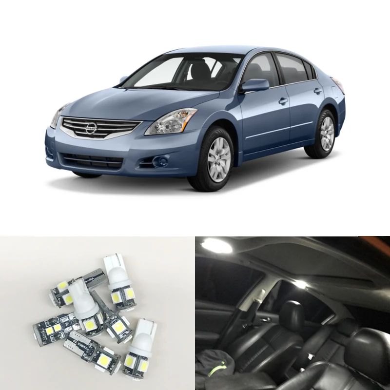 Белая внутренняя светодиодная посылка (7 шт.) для Nissan Altima Coupe или Sedan 2007 2012 Карта