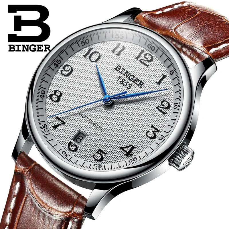 Wristwatches BINGER business Mechanical Wristwatches sapphire full stainless steel men's watches Water Resistant BG-0379