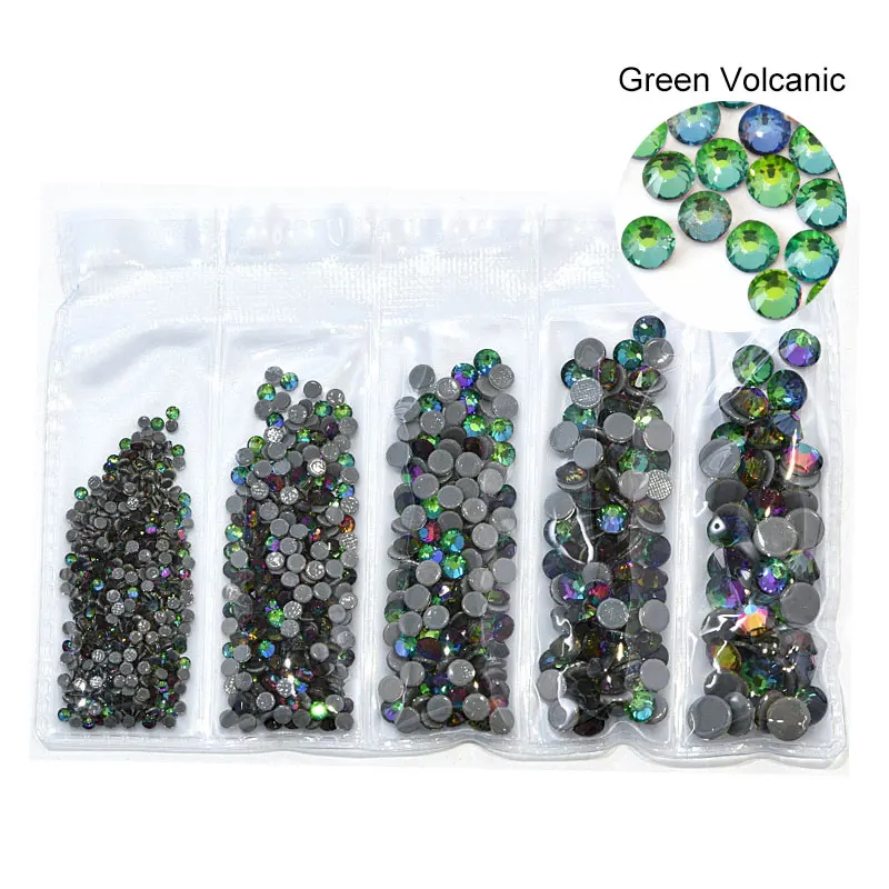 Green-Volcanic Смешанные размеры стеклянные стразы исправление хрусталя и искусственного алмаза AB железо на стразы Flatback исправление стразы для одежды B3700 - Цвет: Green-Volcanic