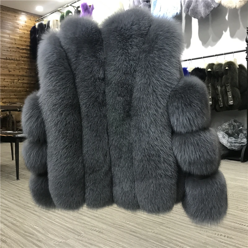 Женское теплое пальто из натурального Лисьего меха короткая тонкая зимняя куртка из натурального меха Новая модная верхняя одежда роскошное пальто из натурального Лисьего меха