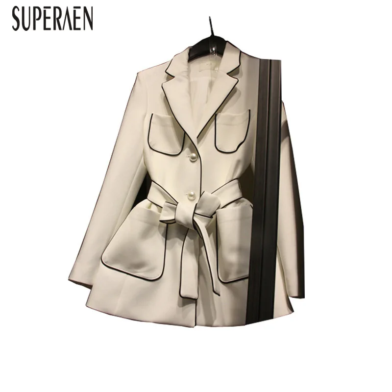 SuperAen, весна и осень, корейский стиль, женский костюм, куртка, сплошной цвет, дикая, повседневная, модная, для девушек, куртка, новинка, женская одежда