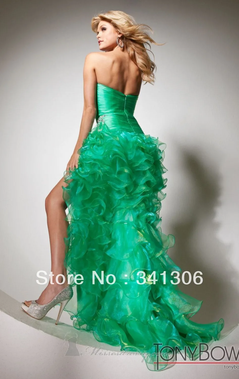 cheap-Green Grace Glisten Beads New Arrival Tiered Front Short Long Back Custom Made High Quality Prom gown | Свадьбы и торжества