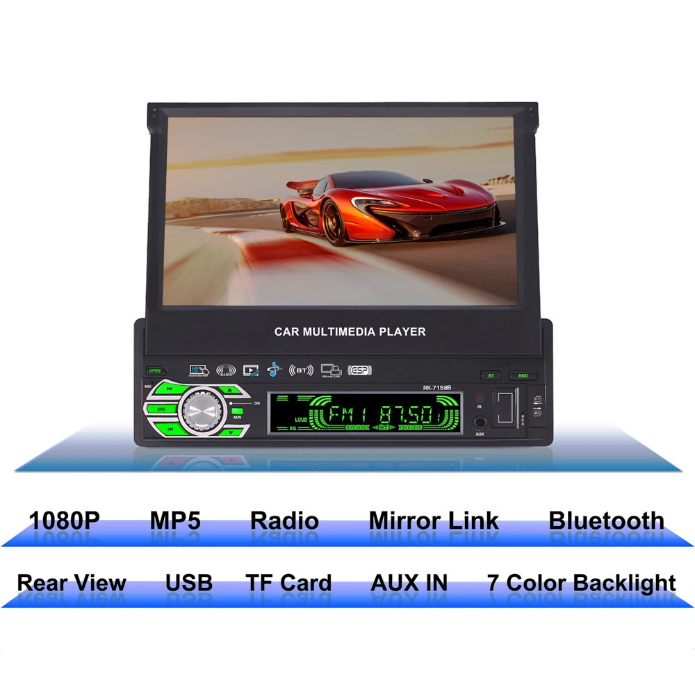 Универсальный 1 Din 7 &quotсенсорный экран автомобильный мультимедийный плеер Bluetooth