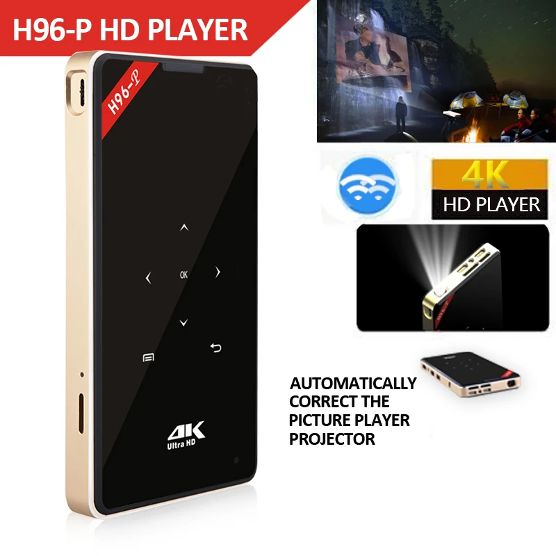 Проектор 1 unid H96 P 2 ГБ + 16 Гб/1 Гб 8 Amlogic S905X для домашнего кинотеатра мини проектор 4g 5
