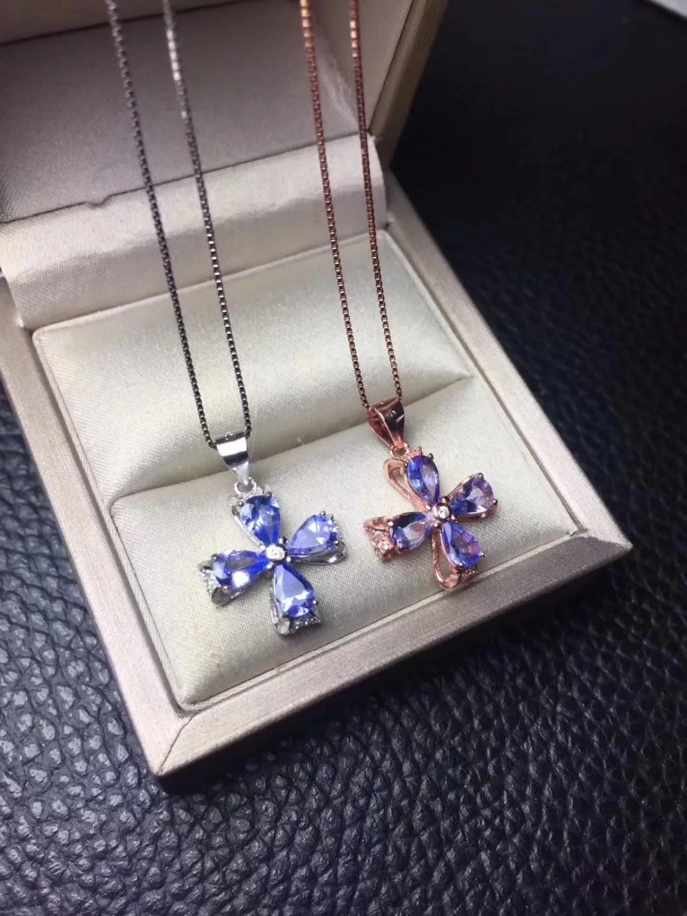 Кулон из серебра 925 пробы с танзанитом 4 Х6 мм|fine jewelry|gemstone tanzanitegifts for women |