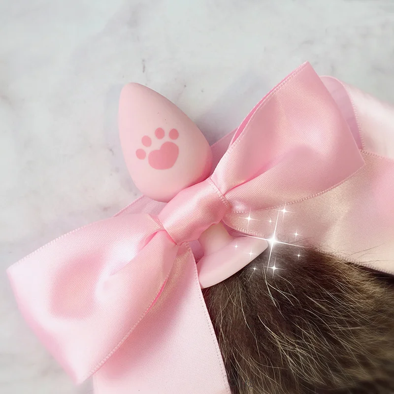 100% ручной работы Прекрасный японский мягкий лисий хвост Лук силиконовая