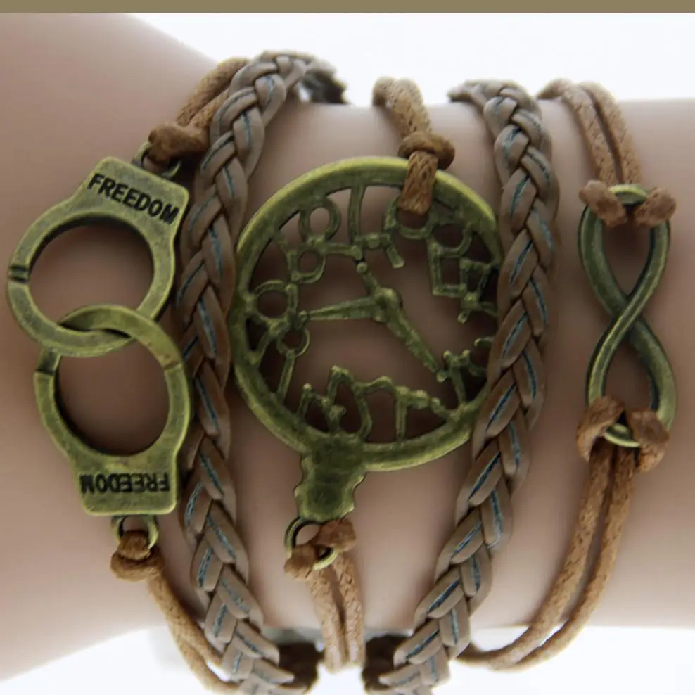 VC-LADY Bracelet 2016 Antique Leather Hand cuffs Fashion Bracelets Watch Fine B4 ABC |