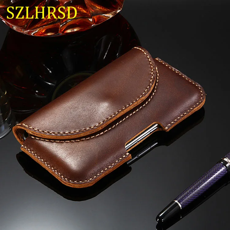 

SZLHRSD Belt Clip Genuine Leather Waist Holder Flip Cover Pouch Case for Samsung Galaxy A5 2017 A3 2016 A7 A8 A6 A9 Star Lite