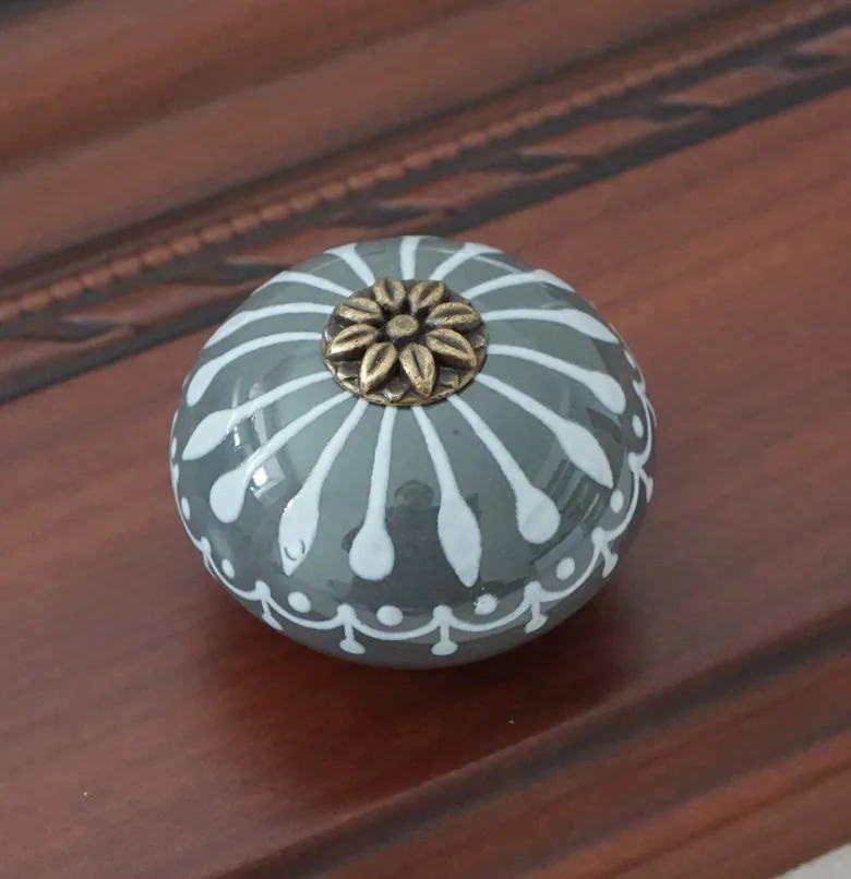 Light Grey Керамическая ручка/ручки комода белые синие ручки шкафа/уникальная ручка кухонного шкафа Ручка мебельная фурнитура - Цвет: Light Grey