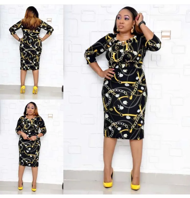 Женское офисное платье элегантные платья в африканском стиле с принтом и рукавом