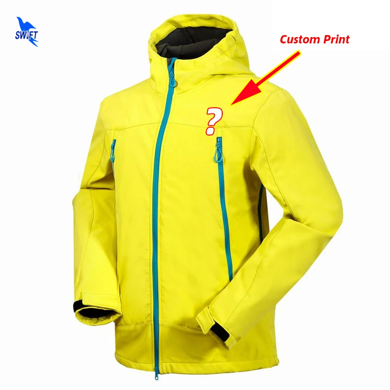 Зимняя теплая флисовая куртка с капюшоном и логотипом на заказ Мужская