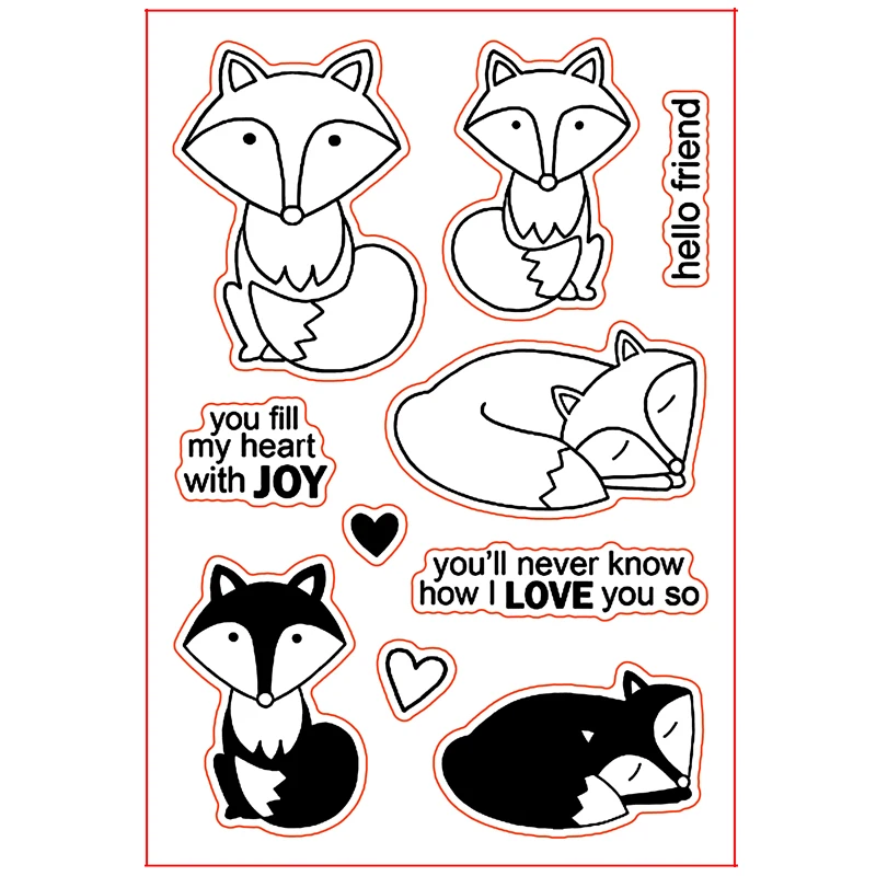 Прозрачные штампы Hello Friend Fox для рукоделия скрапбукинга изготовления открыток