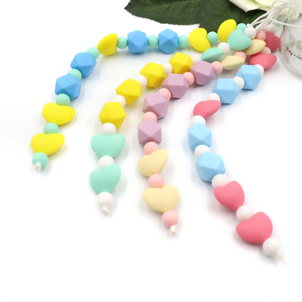 Детский Прорезыватель держатель цепи с зажимом силиконовые бисер ребенок