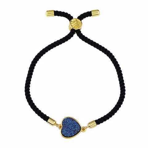 Мужской браслет с сердечками Boho, кварцевые браслеты с сердечками из Друза природного камня, ручные украшения, pulsera roja de la suerte brtb52
