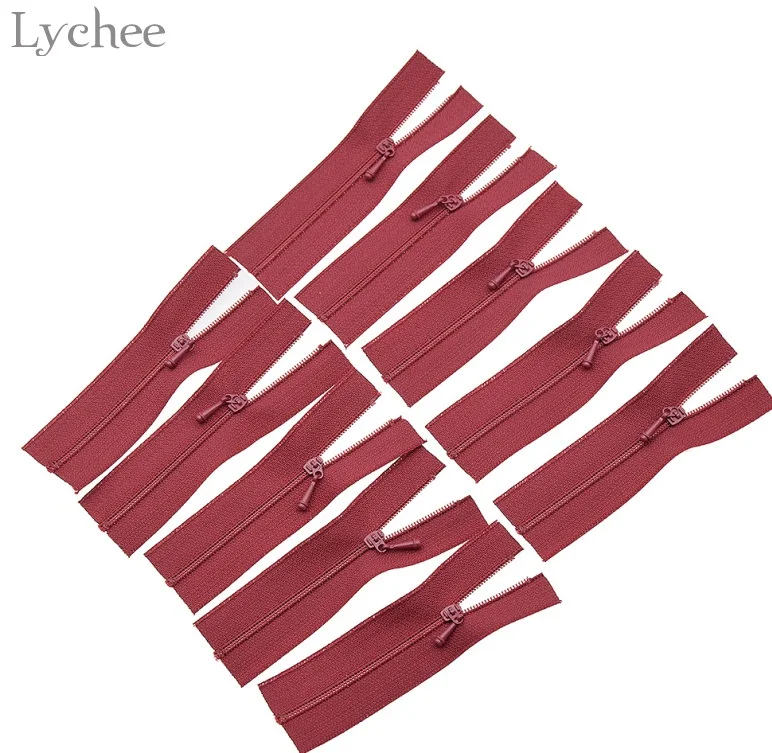 Wine red Личи 10 шт. Мини молния Кукла одежда молния DIY ручной работы шитье скрапбукинг аксессуар для одежды аппликация - Цвет: Wine red