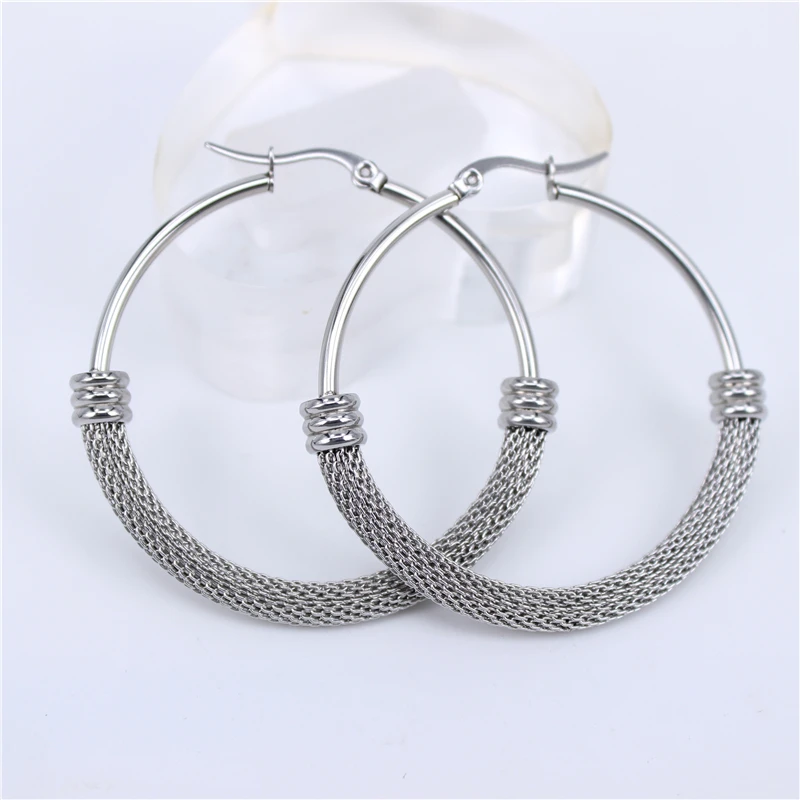 silver color 28mm MGUB серебро/золото цвет 316 нержавеющая сталь ювелирные изделия серьги мода диких женщин выбор размера Горячая классика LH198 - Окраска металла: silver color 28mm