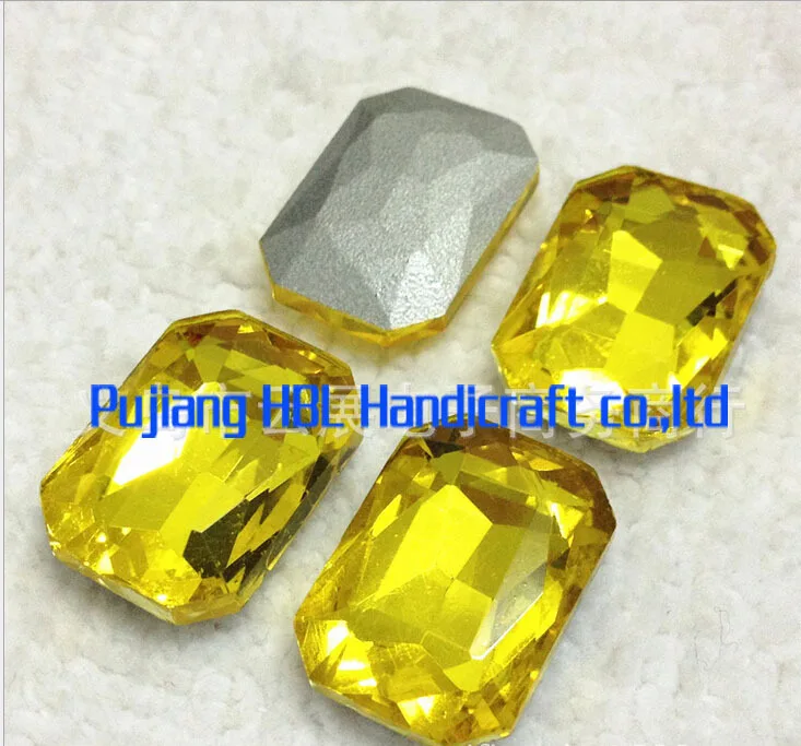 

Citrine Colour 3 Sizes Crystal Square Octagon Stones For Clothes Decoration Glass Craft Stone