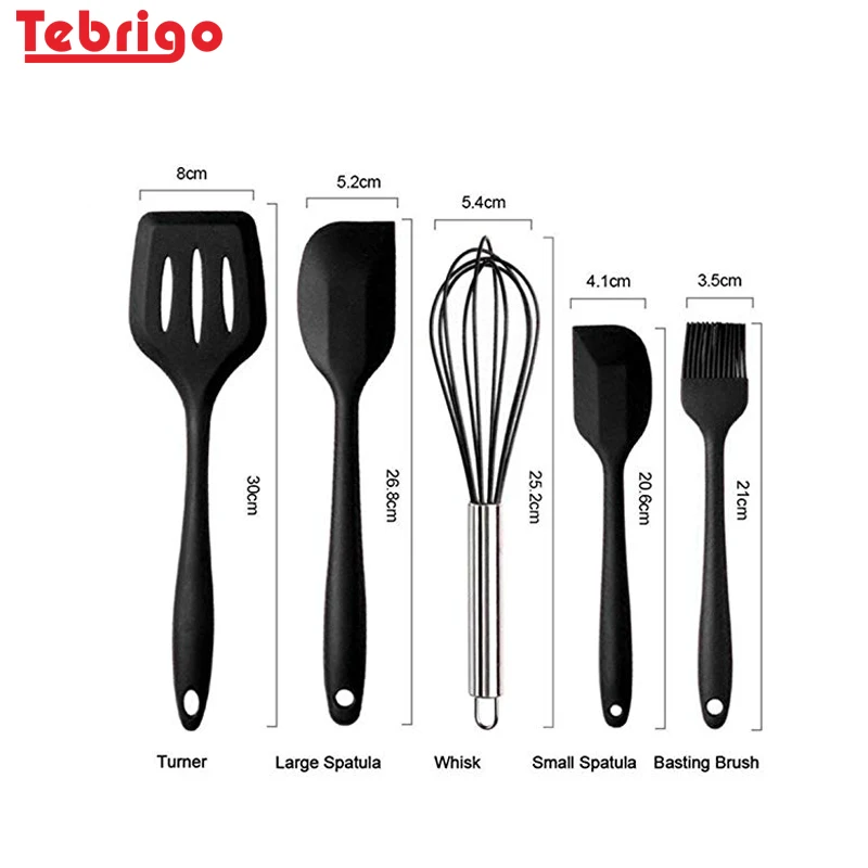 Tebrigo 10 шт./компл. силиконовые кухонные принадлежности набор антипригарных щипцы