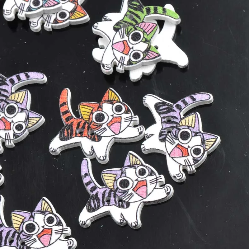 Смешанные 2 отверстия кошечка для шитья деревянные пуговицы и аксессуары