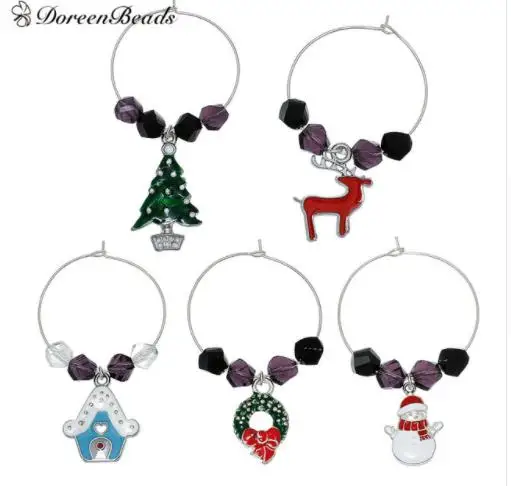 DoreenBeads цинковый сплав вина стекло амулеты смешанные под старину Серебряный, с животными гематит бусины вечерние украшения 40 мм x 35 мм, 1 комплект