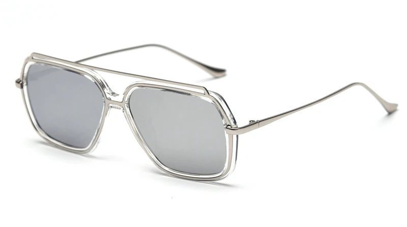 silver mirror lens Peekaboo мужские прозрачные Солнцезащитные очки женские многоугольные полуметаллические шестиугольные очки оправа мужские прозрачные линзы высокое качество - Цвет линз: silver mirror lens