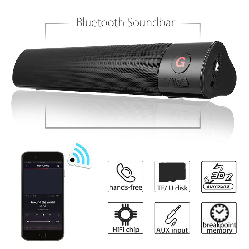 LEORY WM13 Беспроводной Soudbar дома Театр Мини bluetooth Динамик Портативный 1500 мА/ч, 3D стерео объемный MP3 аудио Динамик