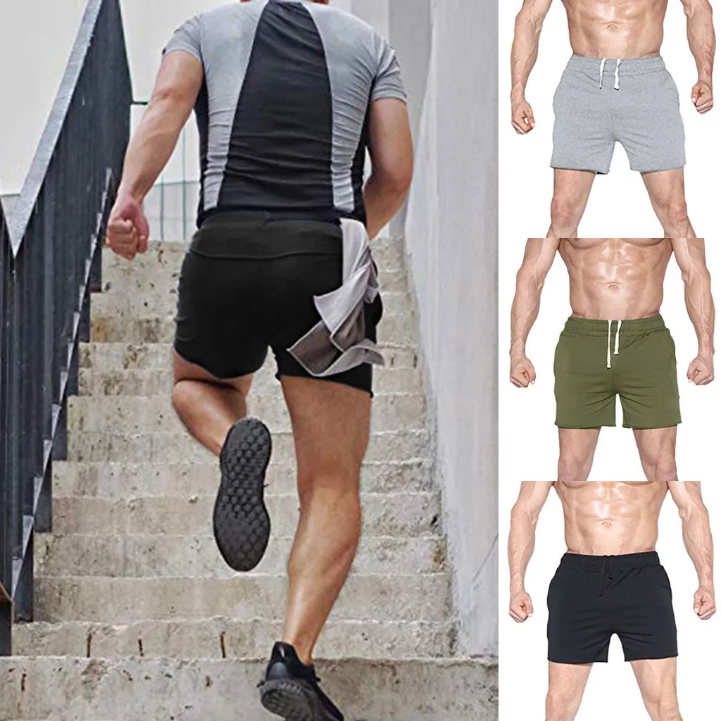 Новые мужские шорты для фитнеса бодибилдинга мужской Карманный ремень на молнии