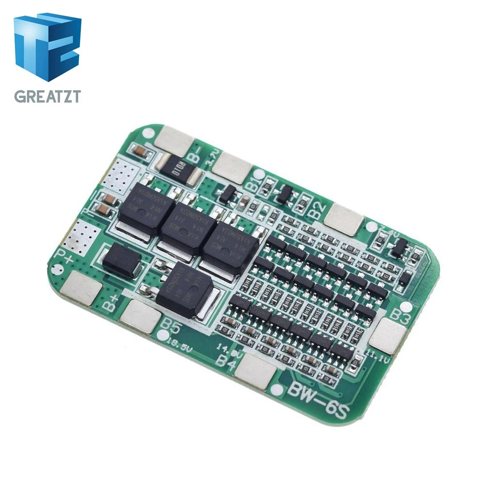 GREATZT 6S 15A 24V PCB BMS Защитная плата для 6 упаковок 18650 литий ионная литиевая батарея - Фото №1