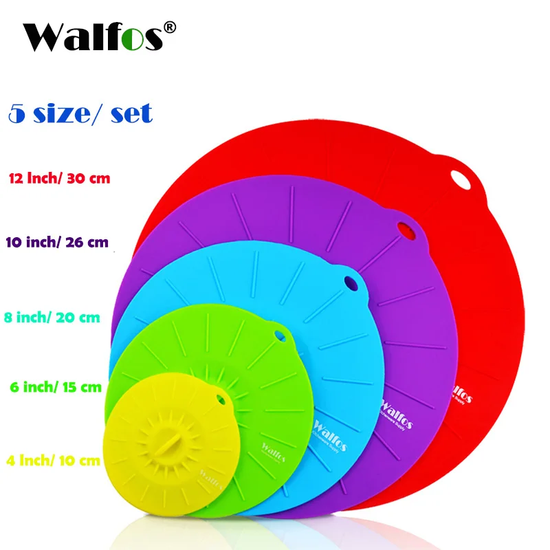 5 pieces lids WALFOS силиконовая крышка чаши для хранения продуктов, крышка для кастрюли в форме цветка, пробка для разлива, крышка для приготовления пищи, чехол для микроволновой печи - Цвет: 5 pieces lids